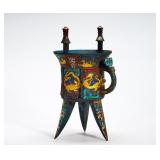 SHANG DYNASTY BRONZE INLAID WITH A DRAGON PATTERN