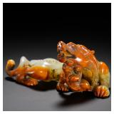 HAN DYNASTY HETIAN JADE RED IMPREGNATED MOTHER...