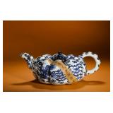 BLUE AND WHITE DOUBLE PHOENIX PATTERNED...