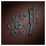 A SET OF NINE ANCIENT CHINESE COINS