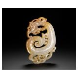 HETIAN JADE DRAGON AND PHOENIX PIERCED CARVING...