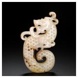 HETIAN JADE DRAGON PENDANT FROM THE WARRING...
