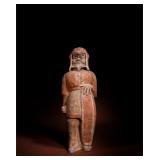 PAINTED POTTERY FIGURINES OF SHIELD-HOLDING...