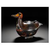 HAN DYNASTY BLACK-GROUND PAINTED MANDARIN...