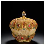 QING DYNASTY CRYSTAL FILAMENTOUS GILDED INLAID...