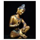 9TH CENTURY BLUESTONE GILDED PAINTED...