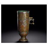 HAN DYNASTY BRONZE INLAID GOLD AND SILVER WITH...