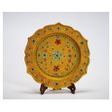 TANG DYNASTY GILDED COPPER PLATE WITH INLAID...