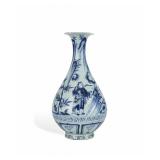 YUAN DYNASTY BLUE AND WHITE PORCELAIN FIGURE...