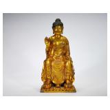 TANG DYNASTY GILDED SAKYAMUNI PREACHING SITTING...