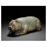 HAN DYNASTY HETIAN JADE LYING BEAR