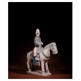 PLAIN TRICOLOR FIGURINES OF HU PEOPLE RIDING...