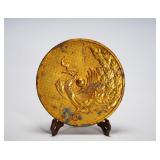 TANG DYNASTY GILDED BRONZE PHOENIX AND BIRD MIRROR