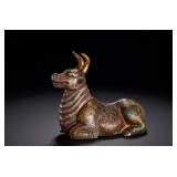 HAN DYNASTY BRONZE INLAID GOLD AND SILVER OX TOWN