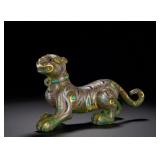 HAN DYNASTY BRONZE INLAID WITH GOLD AND SILVER...