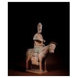 PAINTED MING DYNASTY TERRACOTTA FIGURES WITH...