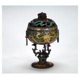 COPPER INLAID WITH GOLD AND SILVER AND...
