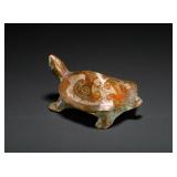 HAN DYNASTY INLAID SILVER PAINTED COPPER TURTLE...