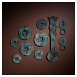 A SET OF TEN ANCIENT CHINESE COINS