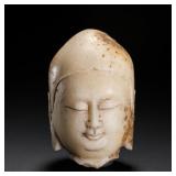 WHITE MARBLE BUDDHA HEAD STATUES