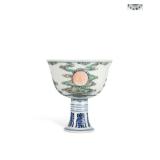 YONGZHENG DOUCAI CLOUD SUN MOON HIGH FOOT CUP...