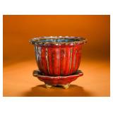 JUN KILN ROSE PURPLE DIAMOND-SHAPED FLOWERPOT SET
