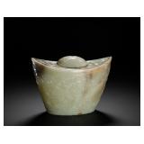 QING DYNASTY HETIAN WHITE JADE DOUBLE DRAGON...