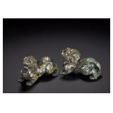 HAN DYNASTY BRONZE INLAID GOLD AND SILVER PAIRS...