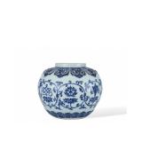 MING XUANDE BLUE AND WHITE LOTUS WITH EIGHT...