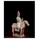 PLAIN TRI-COLOR GLAZED POTTERY FIGURINES OF...