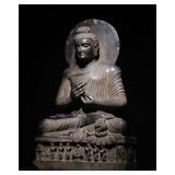 5TH-CENTURY BLUESTONE SAKYAMUNI BUDDHA