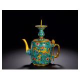QING DYNASTY COPPER CLOISONNE ENAMEL PHOENIX...