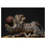QING DYNASTY WOODCARVING LION ROLLING...