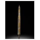 BRONZE SWORD WITH INSCRIPTIONS OF GOLD AND...