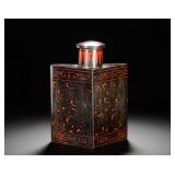 HAN DYNASTY LACQUERED SQUARE POT WITH DRAGON...