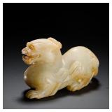 HAN DYNASTY HETIAN JADE RECLINING BEAST