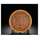 BRONZE GILDED AND INLAID MANDALA PLATE OF THE...
