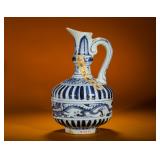 YUAN DYNASTY BLUE AND WHITE PORCELAIN WITH...