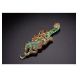 BRONZE OF THE HAN DYNASTY WITH GOLD INLAID WITH...