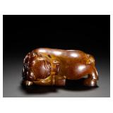 HAN DYNASTY HETIAN JADE RECLINING OX