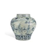 MING DYNASTY BLUE AND WHITE PINE AND BAMBOO...