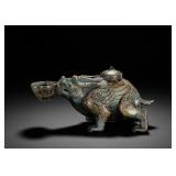 BRONZE OF THE WARRING STATES PERIOD WITH GOLD...