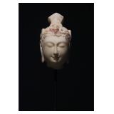 6th Century Painted White Marble Bodhisattva Head