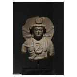 Gandhara Schist Bust of Bodhisattva Maitreya,...