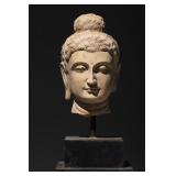 Buddha Head, Gandhara Style, Egyptian Cream -...