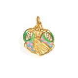 French Art Nouveau 18K Gold Nymph Figural...
