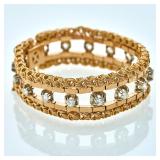 French Retro Period 18K Gold Diamond - Set...