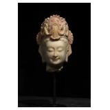 6th Century Painted White Marble Bodhisattva Head