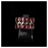 Retro Period 18K Gold Ruby and Diamond Ring
