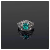 Edwardian - Period Antique Platinum Emerald Ring